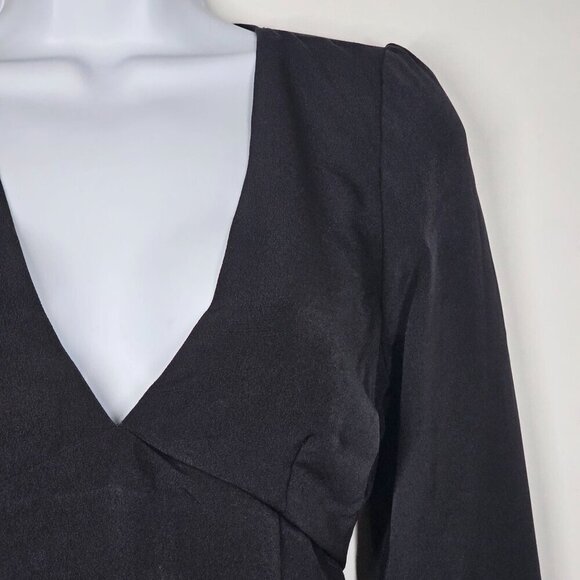 Abercrombie & Fitch Black Long Sleeve V-Neck Shirt Blouse Smocked Back Womens XS - Picture 7 of 8